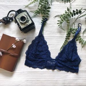 Navy blue lace sexy bra bralette